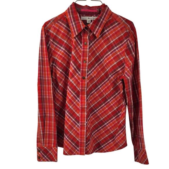 Tommy Hilfiger Plaid Button Down Long Sleeve Top Womens Size Extra Large XL - Picture 1 of 4